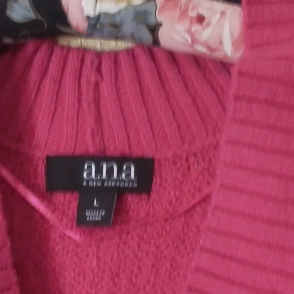 a.n.a  Sweater Pullover Pink NWT V-Neck High Low Long Sleeve Stretch SOFT - Picture 2 of 8